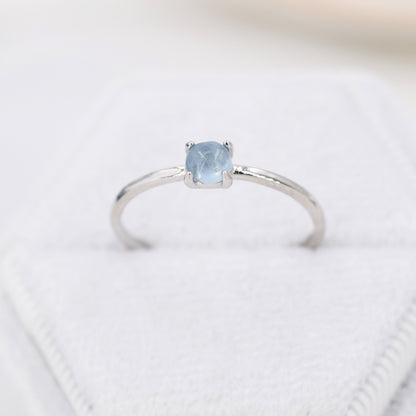 Genuine Aquamarine Stone Ring in Sterling Silver, US 5 - 8, Natural Aquamarine Ring, March Birthstone Ring