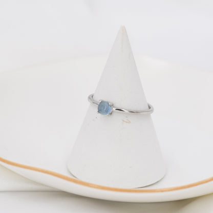 Genuine Aquamarine Stone Ring in Sterling Silver, US 5 - 8, Natural Aquamarine Ring, March Birthstone Ring