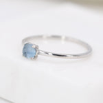 Genuine Aquamarine Stone Ring in Sterling Silver, US 5 - 8, Natural Aquamarine Ring, March Birthstone Ring