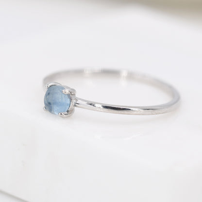 Genuine Aquamarine Stone Ring in Sterling Silver, US 5 - 8, Natural Aquamarine Ring, March Birthstone Ring