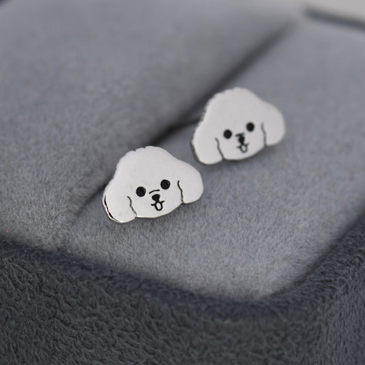 Poodle Puppy Stud Earrings in Sterling Silver, Dog Earrings, Poodle Dog Earrings, Pet Lover, Dog Lover