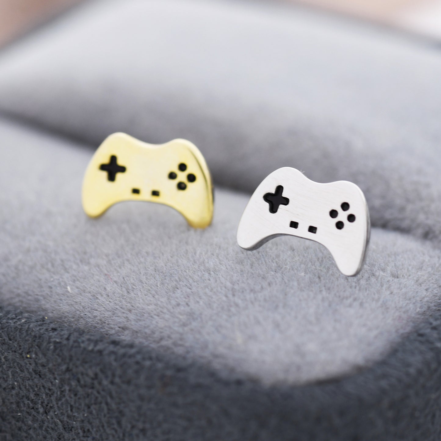 Game Console Stud Earrings in Sterling Silver, Silver or Gold, Gamer Earrings, Gamer Gift, Gaming Console Earrings