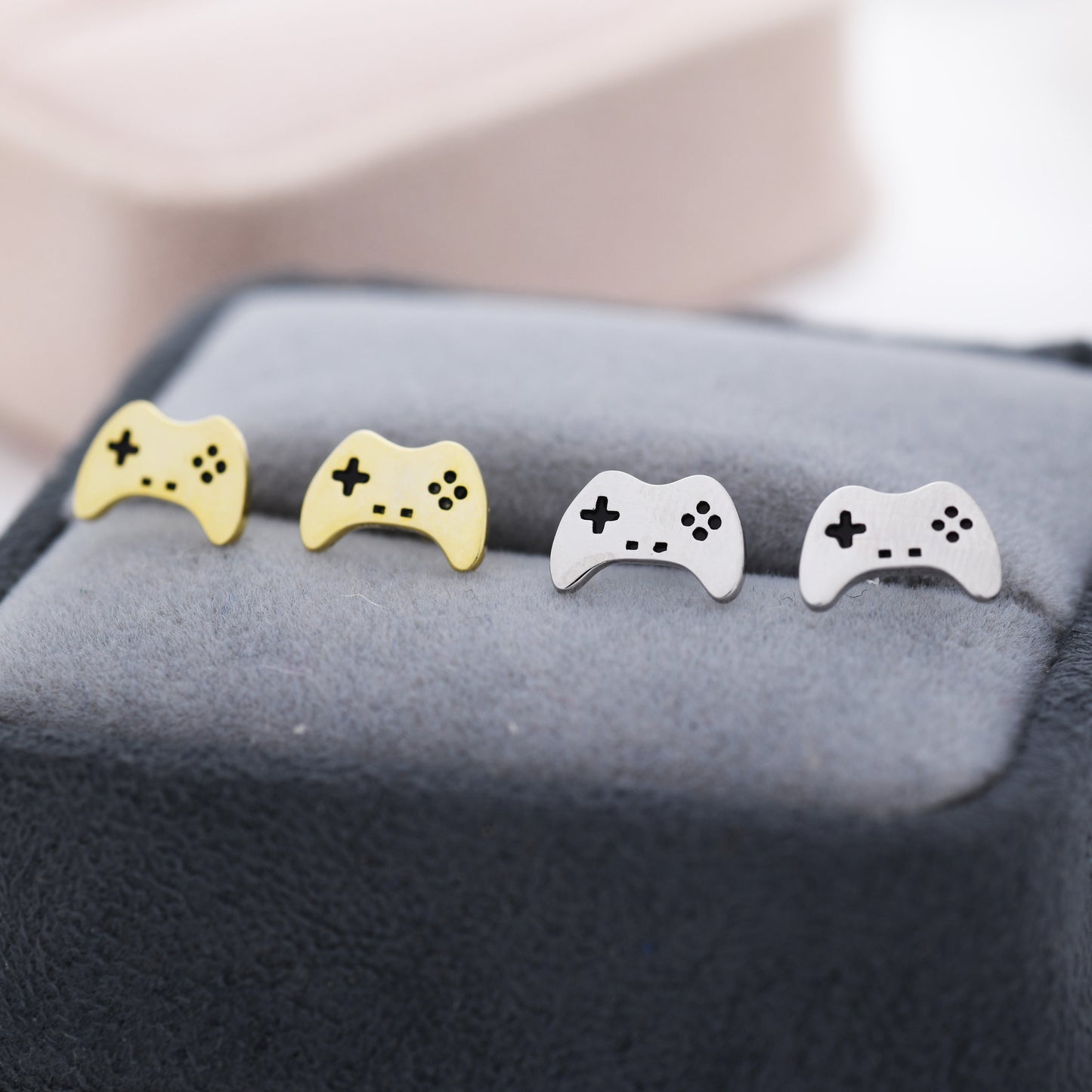 Game Console Stud Earrings in Sterling Silver, Silver or Gold, Gamer Earrings, Gamer Gift, Gaming Console Earrings