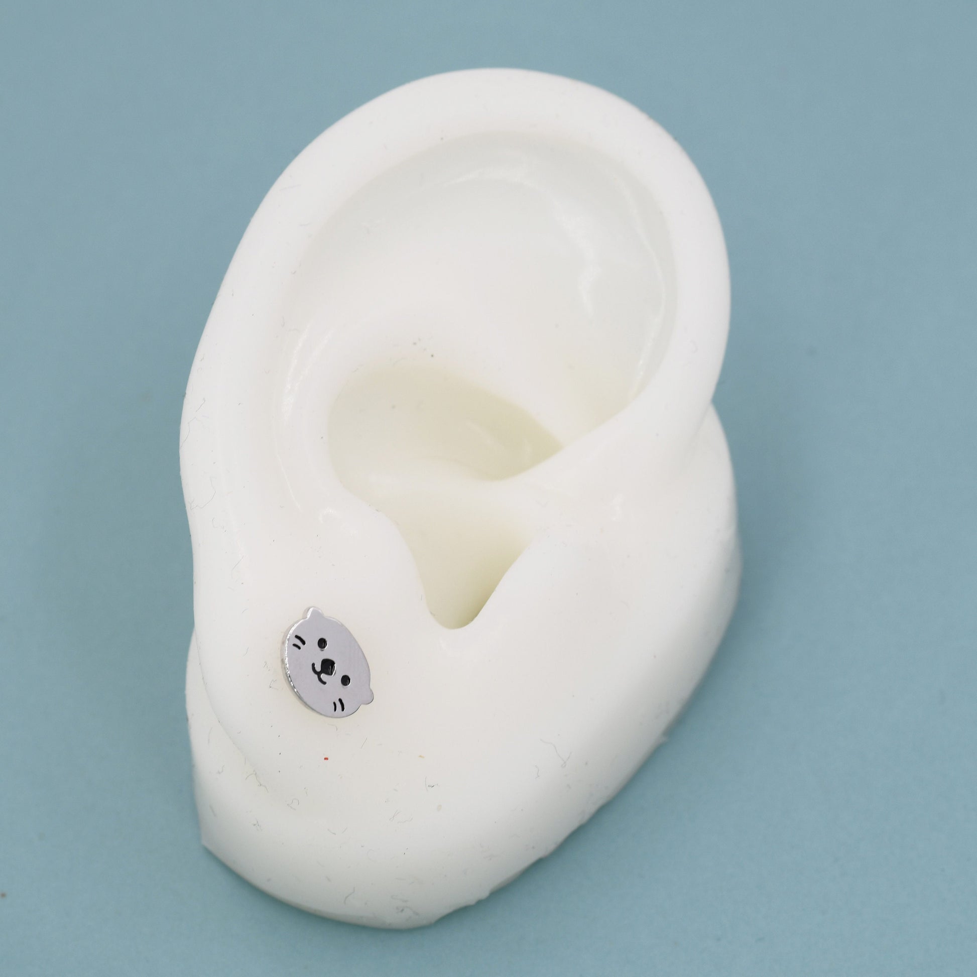 Otter Stud Earrings in Sterling Silver, Otter Head Earrings, Nature Inspired Animal Earrings