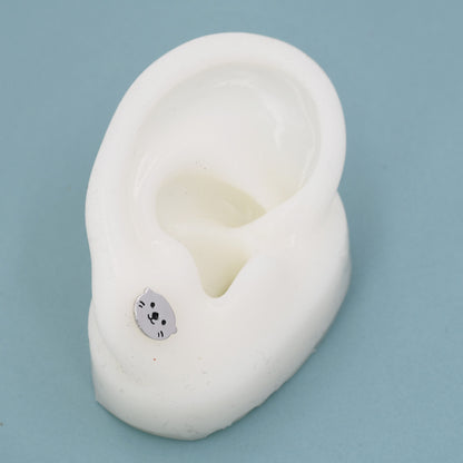 Otter Stud Earrings in Sterling Silver, Otter Head Earrings, Nature Inspired Animal Earrings