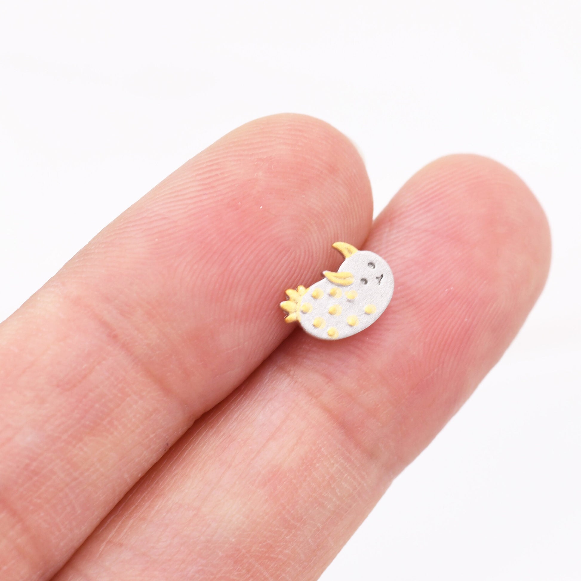 Sea Bunny Stud Earrings in Sterling Silver, Sea Slug Earrings, Rabbit Earrings, Nature Inspired Animal Earrings, Ocean Animal