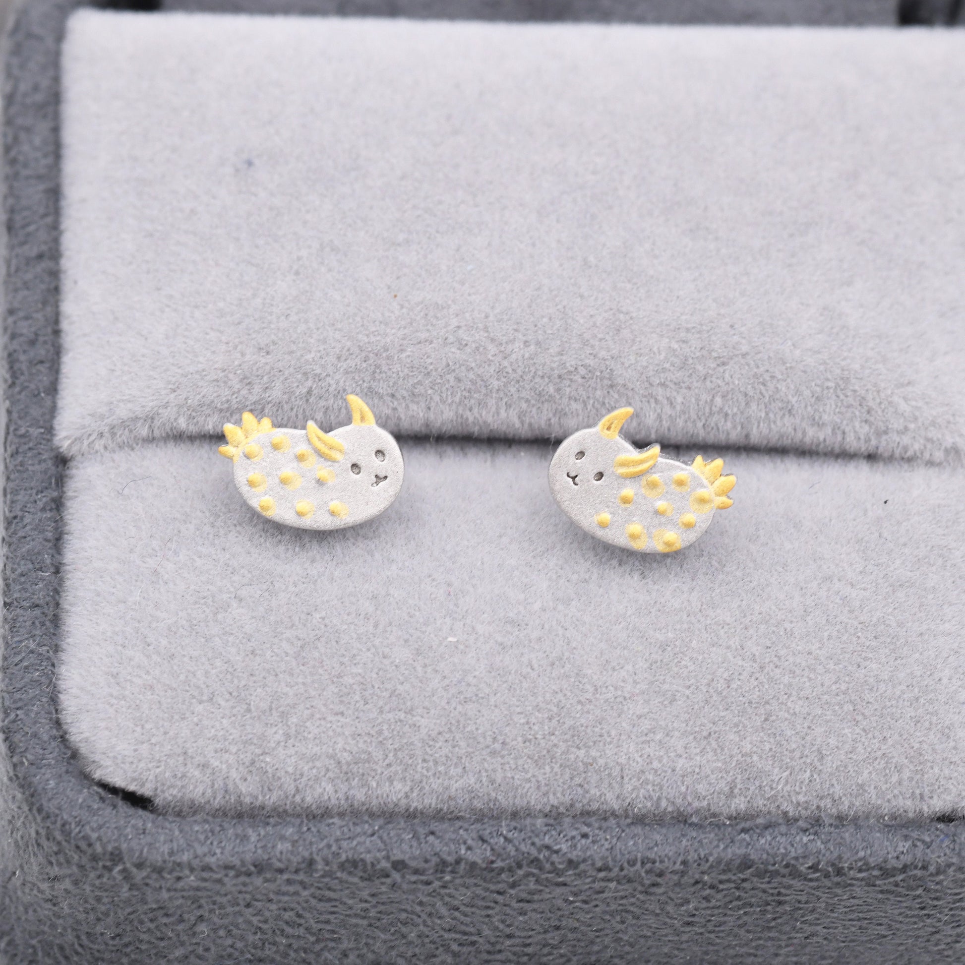 Sea Bunny Stud Earrings in Sterling Silver, Sea Slug Earrings, Rabbit Earrings, Nature Inspired Animal Earrings, Ocean Animal