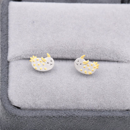 Sea Bunny Stud Earrings in Sterling Silver, Sea Slug Earrings, Rabbit Earrings, Nature Inspired Animal Earrings, Ocean Animal