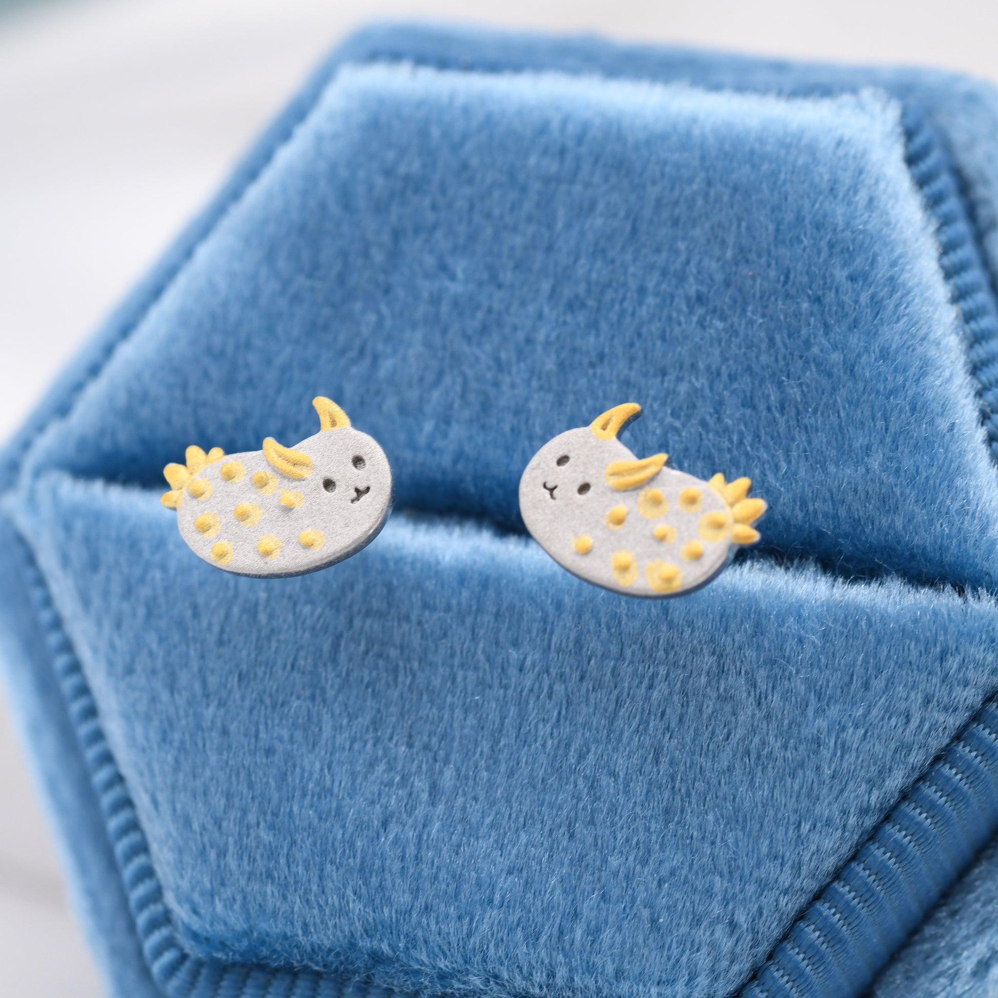 Sea Bunny Stud Earrings in Sterling Silver, Sea Slug Earrings, Rabbit Earrings, Nature Inspired Animal Earrings, Ocean Animal