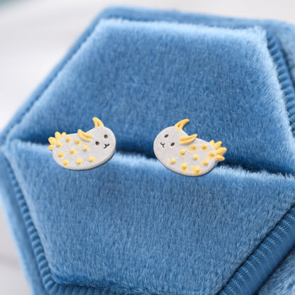 Sea Bunny Stud Earrings in Sterling Silver, Sea Slug Earrings, Rabbit Earrings, Nature Inspired Animal Earrings, Ocean Animal