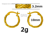 Braided Hoop Earrings in Sterling Silver, Silver or Gold or Rose Gold, Twist Hoops, Braid Geometric Hoop Earrings, 10mm Inner Diameter