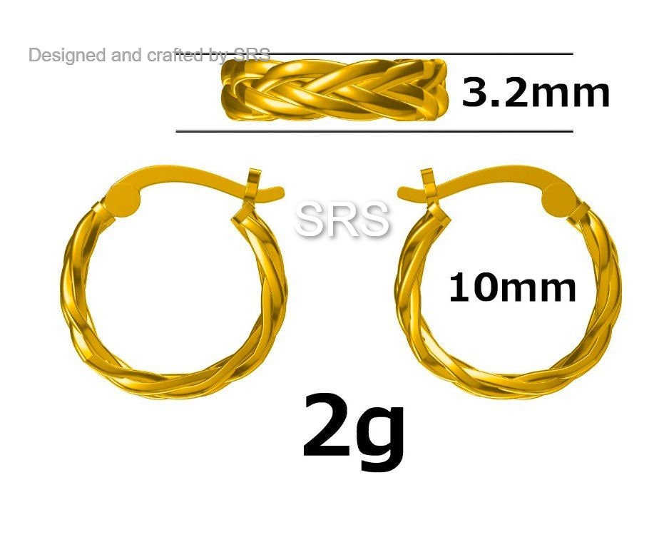 Braided Hoop Earrings in Sterling Silver, Silver or Gold or Rose Gold, Twist Hoops, Braid Geometric Hoop Earrings, 10mm Inner Diameter