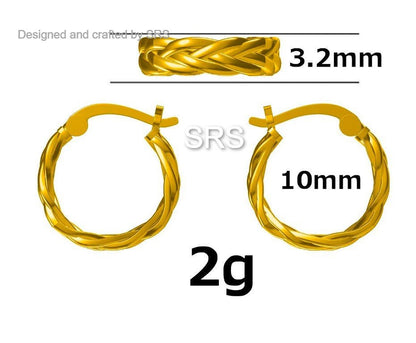 Braided Hoop Earrings in Sterling Silver, Silver or Gold or Rose Gold, Twist Hoops, Braid Geometric Hoop Earrings, 10mm Inner Diameter