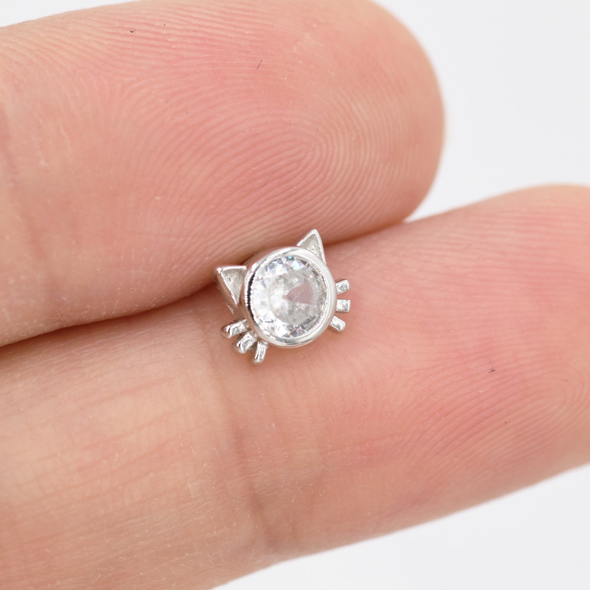 CZ Cat Stud Earrings in Sterling Silver, Silver or Gold, Cat Lover Earrings, Minimalist Cat Earrings, Nature Inspired Animal Earrings