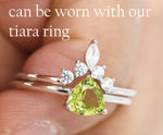 Genuine Peridot Ring in Sterling Silver, Natural Trillion Cut Peridot Stone Ring, Stacking Rings, US 5-8