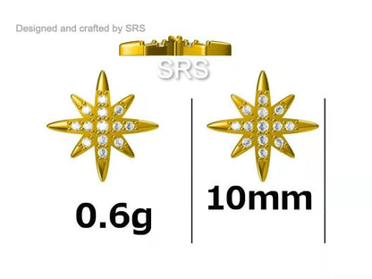 Starburst Stud Earrings in Sterling Silver with Sparkly CZ Crystals, Dainty and Delicate Earrings, Celestial Jewellery