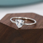 Genuine White Topaz Ring in Sterling Silver, Natural Trillion Cut Peridot Stone Ring, Stacking Rings, US 5-8