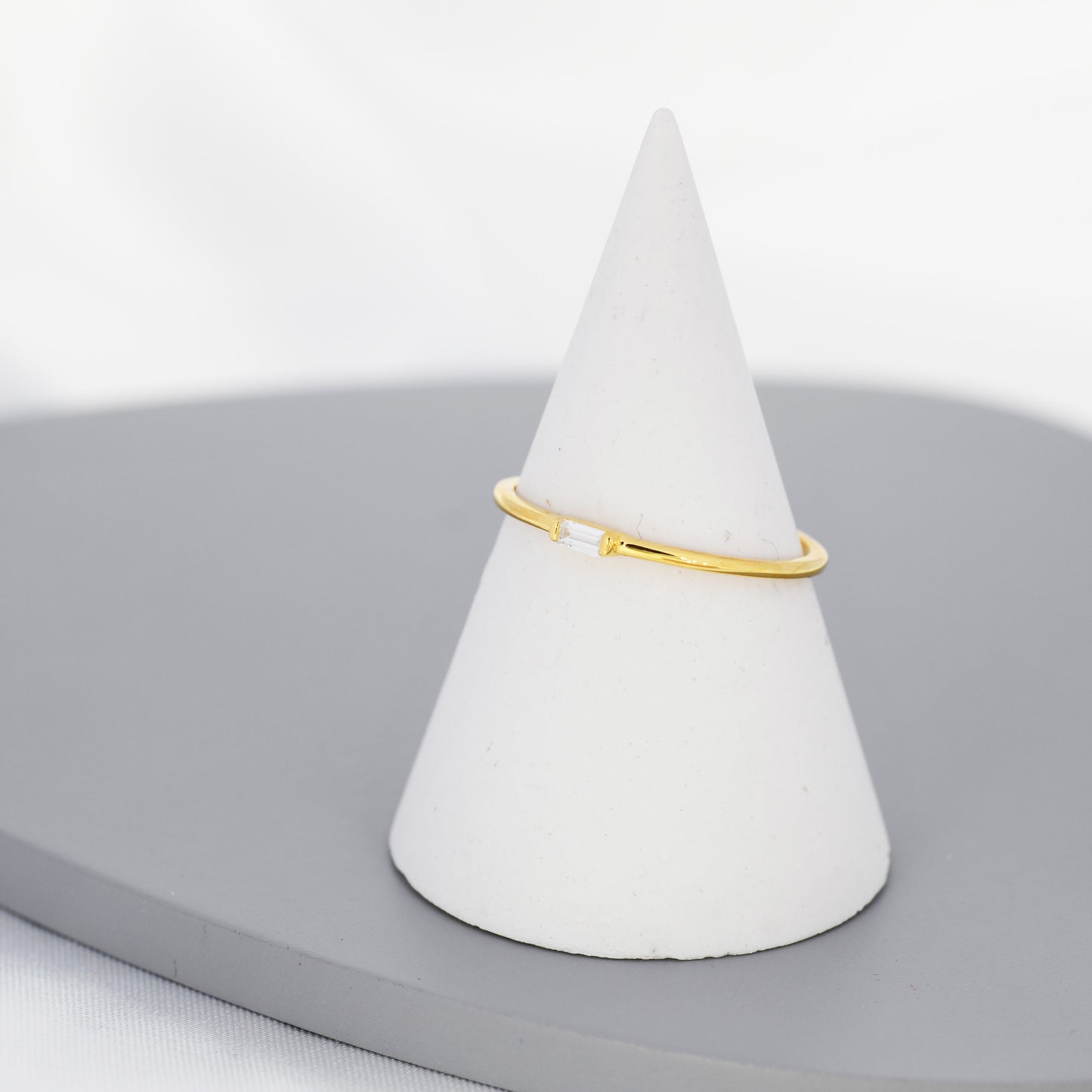 Single Baguette CZ Ring in Sterling Silver, Silver or Gold, Minimalist CZ Ring US 5 - 8