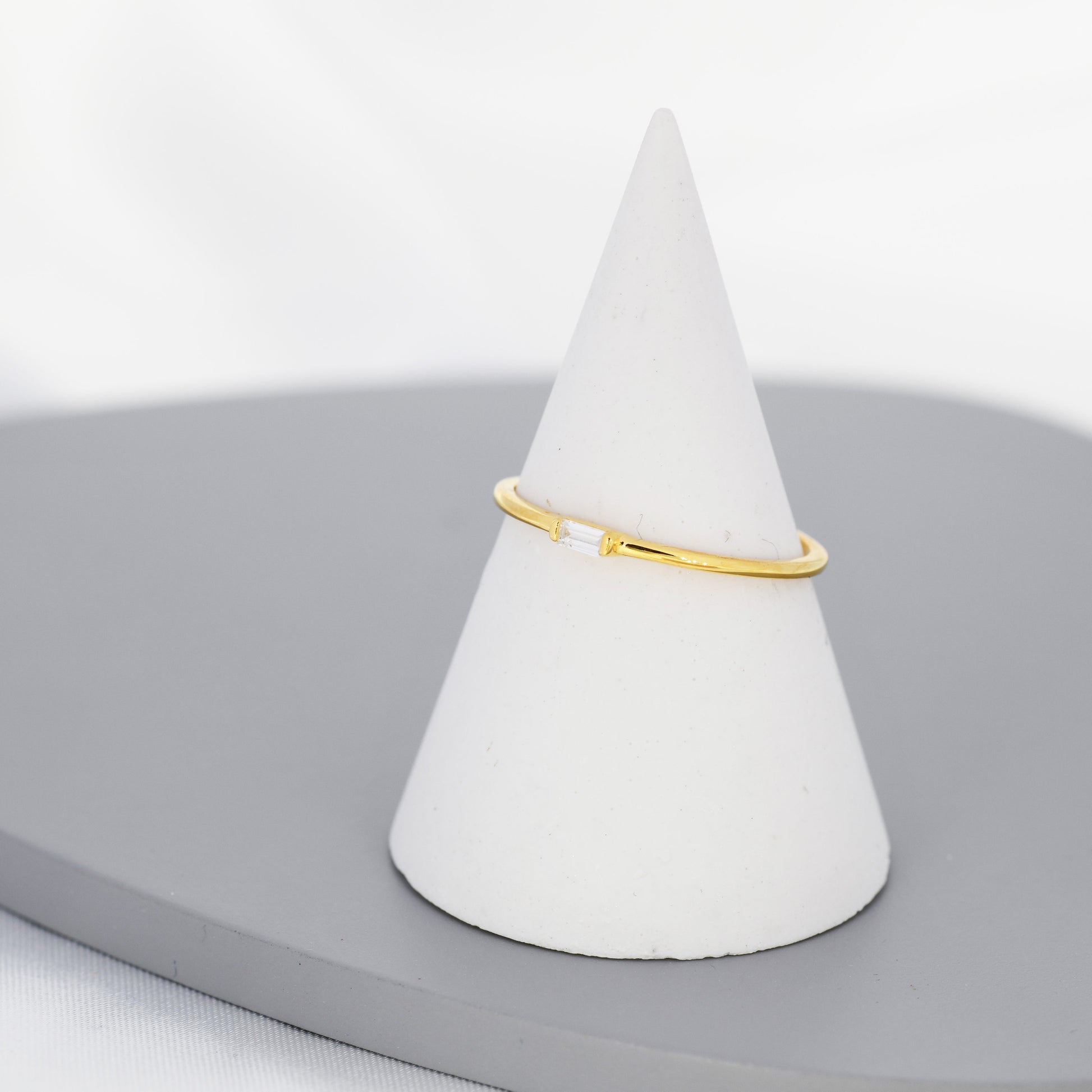 Single Baguette CZ Ring in Sterling Silver, Silver or Gold, Minimalist CZ Ring US 5 - 8