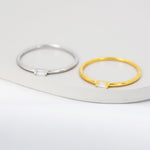 Single Baguette CZ Ring in Sterling Silver, Silver or Gold, Minimalist CZ Ring US 5 - 8
