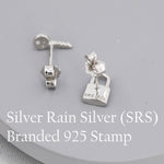 Tiny Key and Lock Mismatched Stud Earrings in Sterling Silver, Silver or Gold, Stacking Earrings