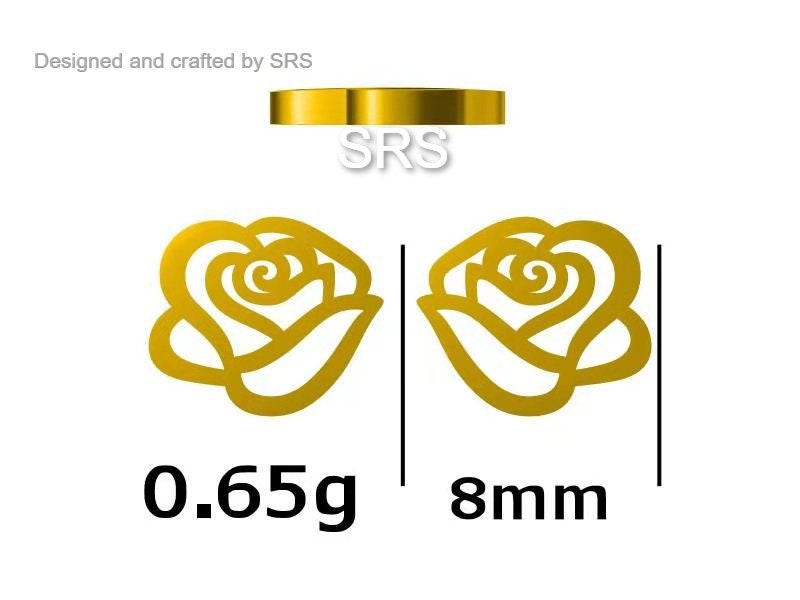 Cut-out Rose Flower Stud Earrings in Sterling Silver, Delicate Botanical Earrings