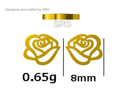 Cut-out Rose Flower Stud Earrings in Sterling Silver, Delicate Botanical Earrings