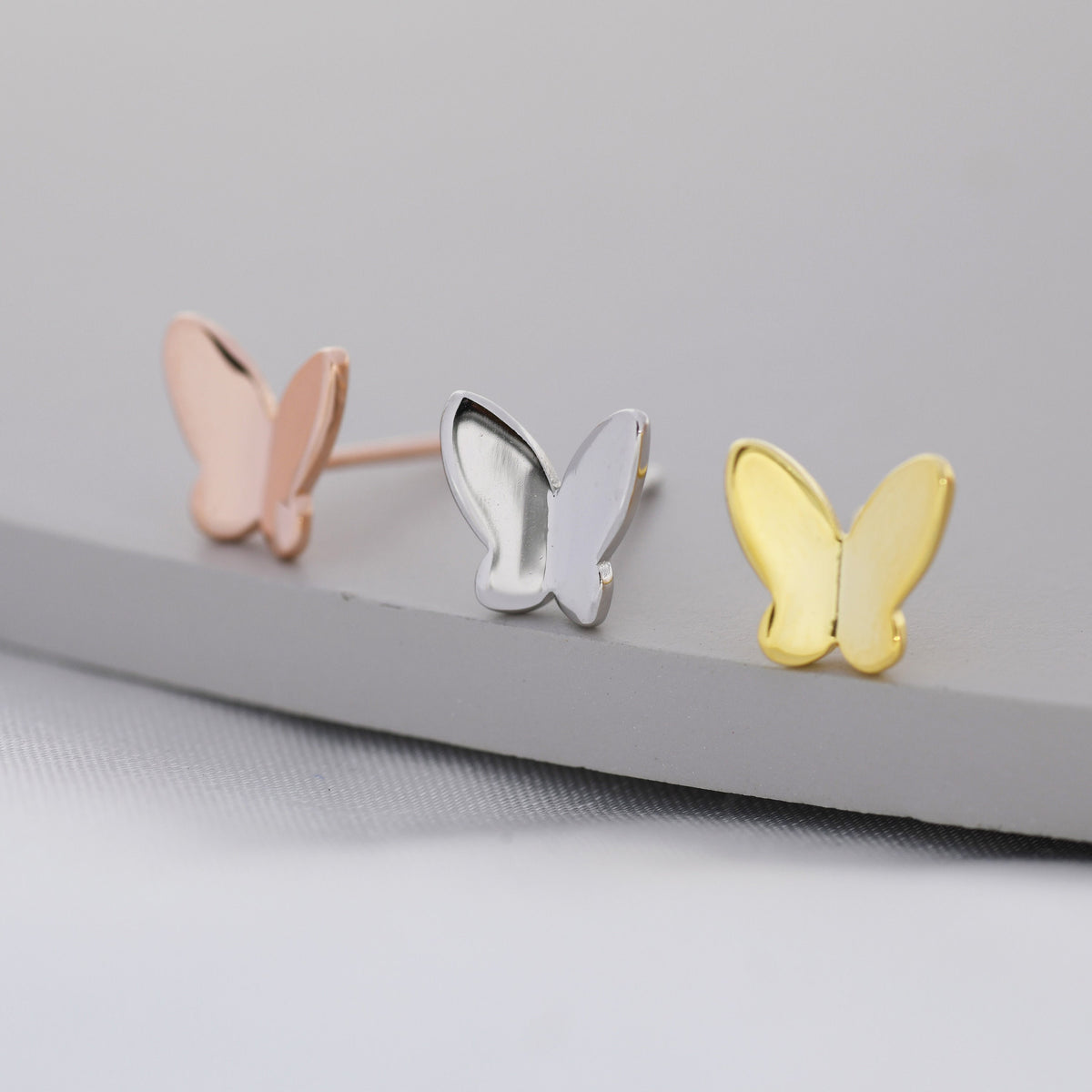 Sterling Silver Butterfly Stud Earrings, Silver, Gold or Rose Gold, Dainty Butterfly Earrings, Bridesmaid's Jewellery