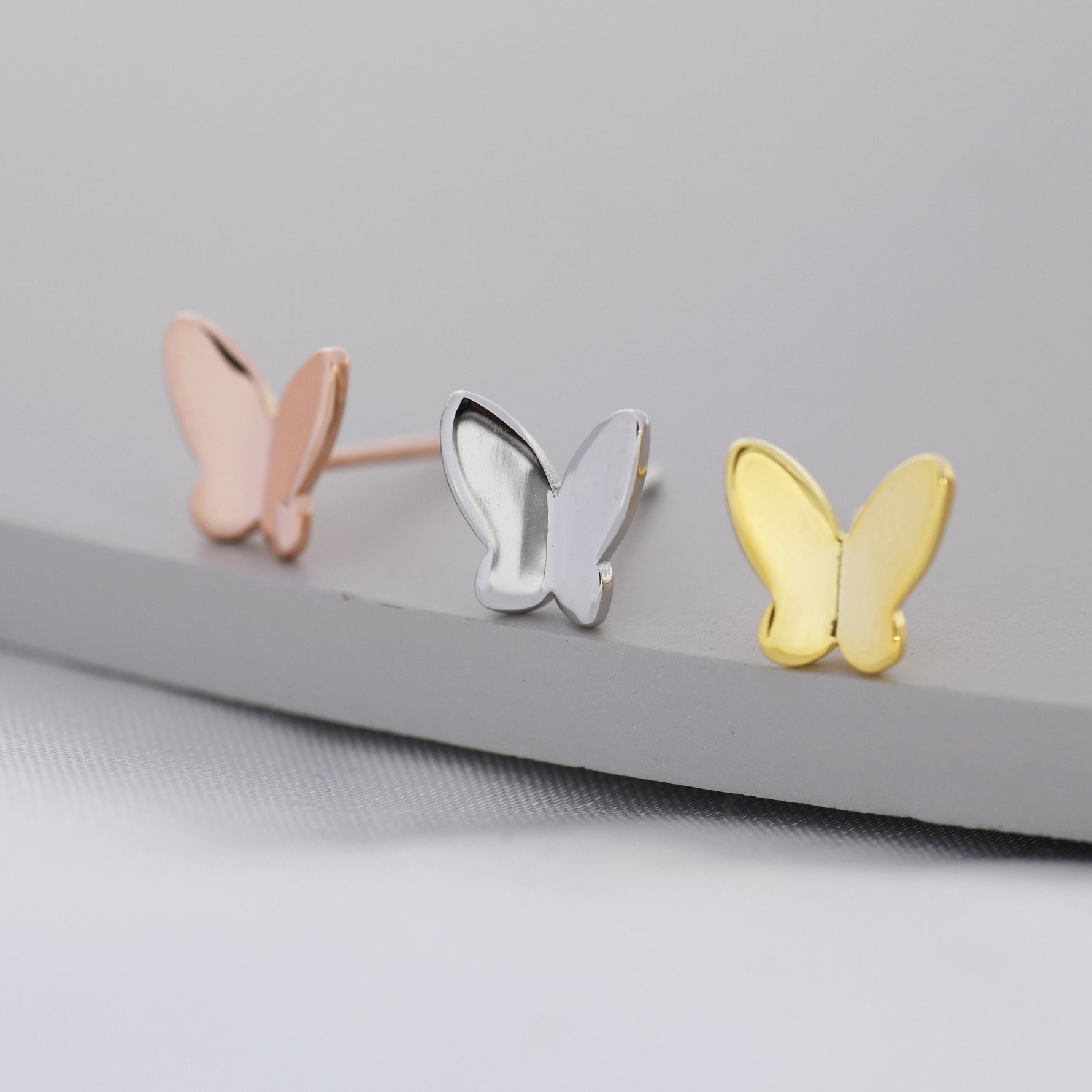 Sterling Silver Butterfly Stud Earrings, Silver, Gold or Rose Gold, Dainty Butterfly Earrings, Bridesmaid's Jewellery