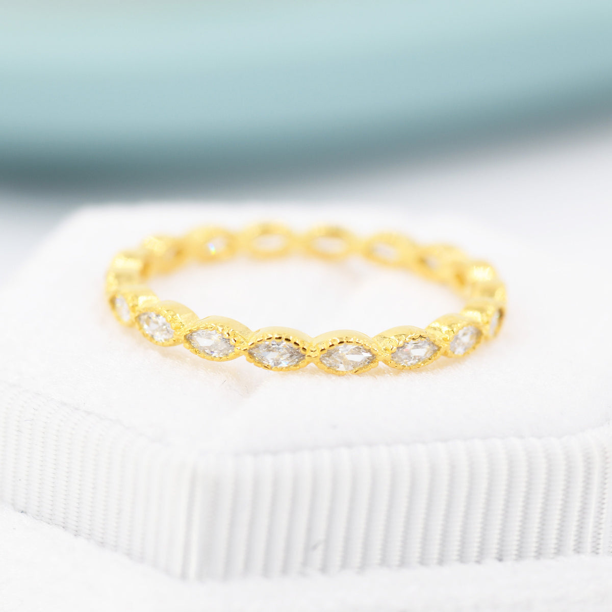 Marquise CZ Infinity Ring in Sterling Silver, Silver or Gold, Skinny Marquise Crystal Ring US 5 - 8