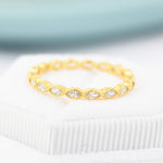 Marquise CZ Infinity Ring in Sterling Silver, Silver or Gold, Skinny Marquise Crystal Ring US 5 - 8