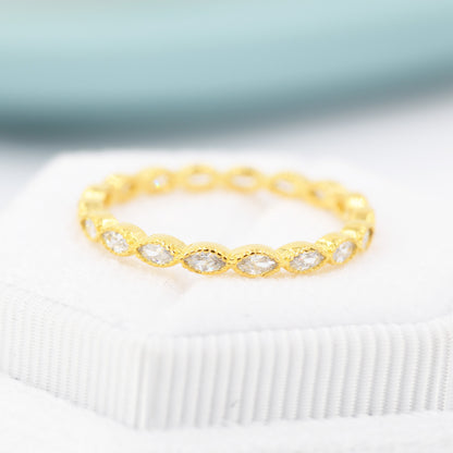 Marquise CZ Infinity Ring in Sterling Silver, Silver or Gold, Skinny Marquise Crystal Ring US 5 - 8