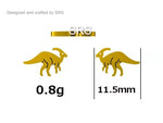 Parasaurolophus Dinosaur Stud Earrings in Sterling Silver, Silver or Gold, Dinosaur Earrings