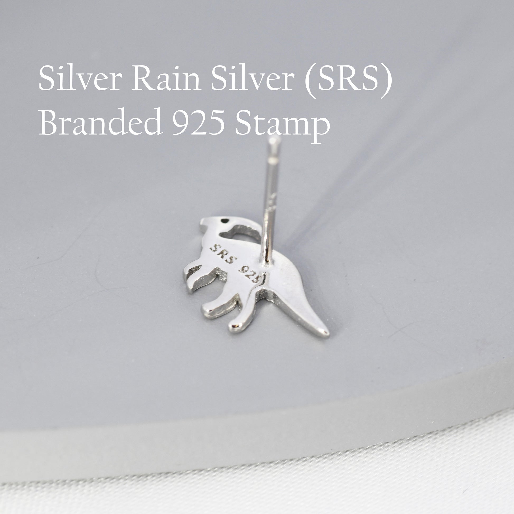 Parasaurolophus Dinosaur Stud Earrings in Sterling Silver, Silver or Gold, Dinosaur Earrings