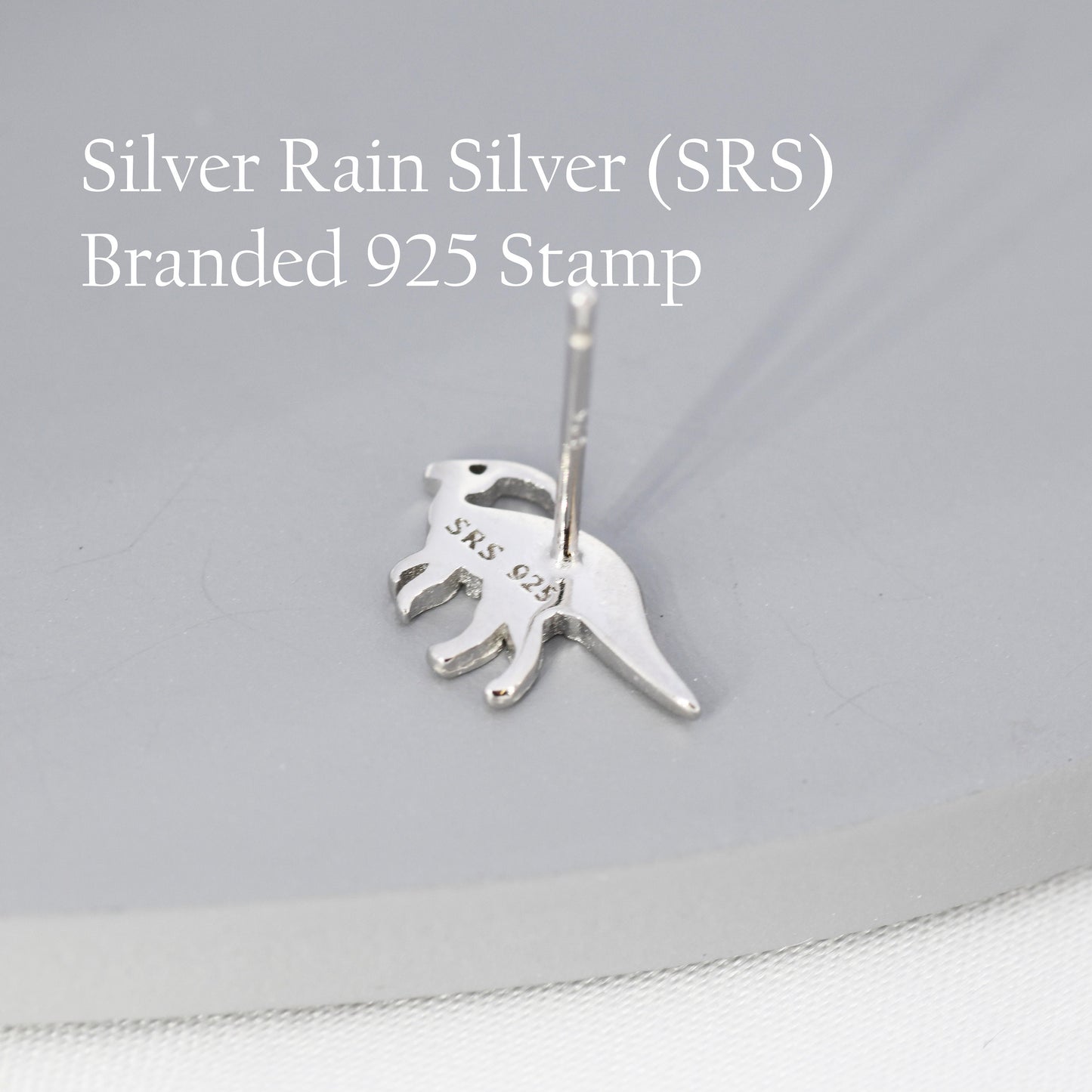 Parasaurolophus Dinosaur Stud Earrings in Sterling Silver, Silver or Gold, Dinosaur Earrings