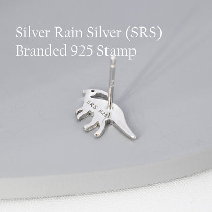 Parasaurolophus Dinosaur Stud Earrings in Sterling Silver, Silver or Gold, Dinosaur Earrings