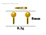 Tiny Key and Lock Mismatched Stud Earrings in Sterling Silver, Silver or Gold, Stacking Earrings