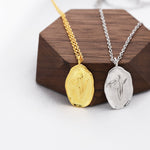 Snowdrop Flower Oval Pendant Necklace in Sterling Silver, Silver or Gold, January Birth Flower, Nature Inspired Flower Disk Necklace
