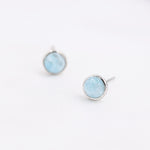 Genuine Larimar Stone Stud Earrings in Sterling Silver, Blue Larimar Stud, Natural Semi-Precious Gemstones, 5mm, Bezel, Minimalist Earrings