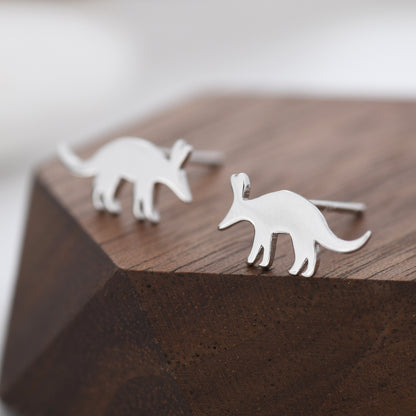Aardvark Stud Earrings in Sterling Silver, Silver or Gold, Nature Inspired Animal Design