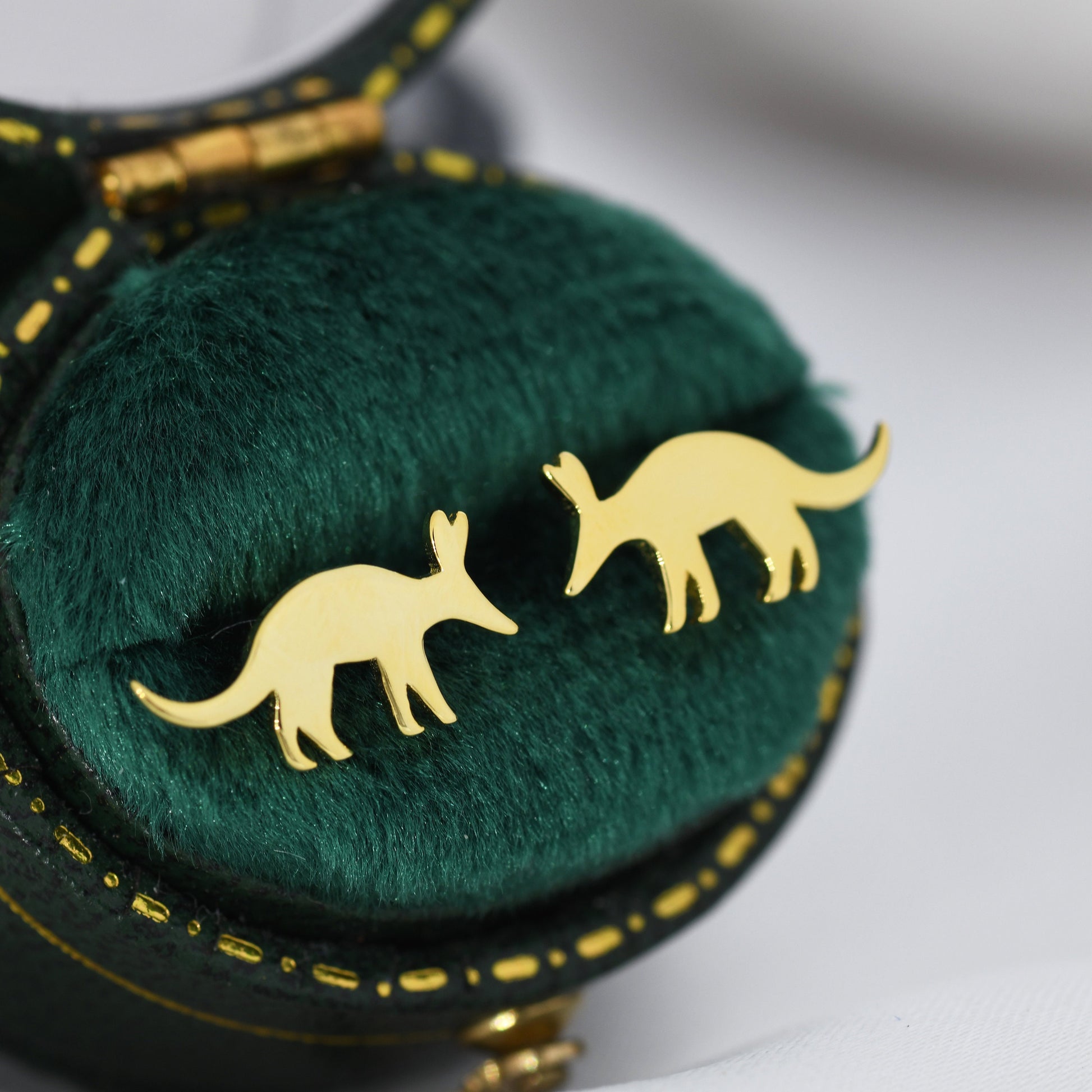 Aardvark Stud Earrings in Sterling Silver, Silver or Gold, Nature Inspired Animal Design