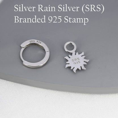 Dangling Sun and Moon with Face Hoop in Sterling Silver, Mismatched Pair, Silver or Gold, Sun Face Earrings, Detachable and Interchangeable