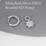 Dangling Sun with Face Hoop in Sterling Silver, Silver or Gold, Sun Face Earrings, Detachable and Interchangeable