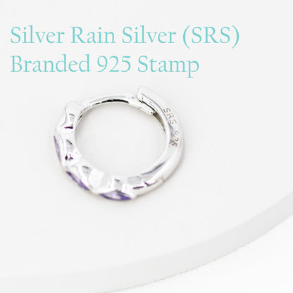 Amethyst Purple Marquise CZ Huggie Hoop in Sterling Silver, Silver or Gold, Minimalist Simple Lilac Hoop Earrings