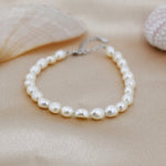 Sterling Silver Baroque Pearl Bracelet, Silver or Gold, Genuine Fresh Water Pearls, Natural Pearl Bracelet