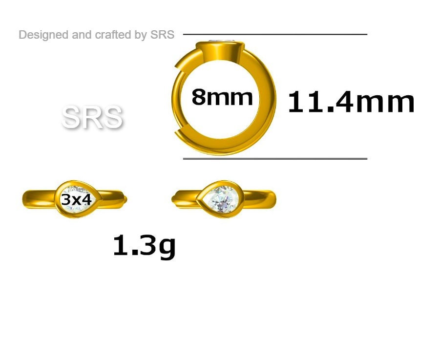 Single Pear Cut CZ Huggie Hoop in Sterling Silver, Silver or Gold, Minimalist Simple CZ Hoop Earrings