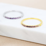 Amethyst Purple Ombre Half Eternity Ring in Sterling Silver, Silver or Gold, Purple Amethyst CZ Skinny Stacking Ring US 5 - 8
