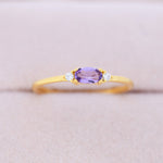 Natural Amethyst Ring in Sterling Silver, Silver or Gold, Natural purple Amethyst Ring, Dainty Amethyst Ring, US 5-8