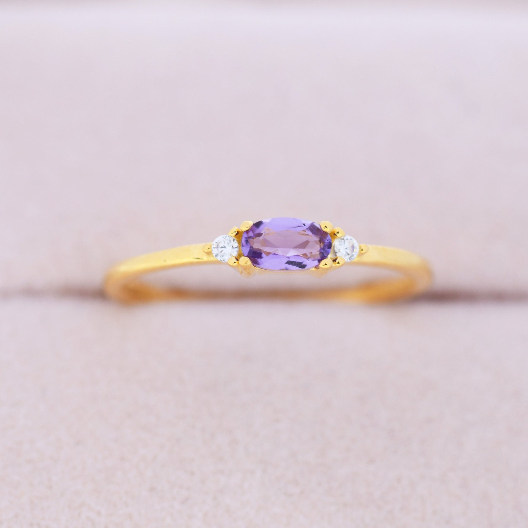 Natural Amethyst Ring in Sterling Silver, Silver or Gold, Natural purple Amethyst Ring, Dainty Amethyst Ring, US 5-8