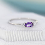 Natural Amethyst Ring in Sterling Silver, Silver or Gold, Natural purple Amethyst Ring, Dainty Amethyst Ring, US 5-8